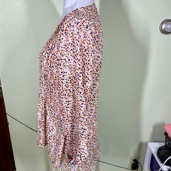 Kirra Womens Sz M Multicolor Pintuck Semi Sheer 3/4 Sleeve Blouse Peasant Fairy - Picture 5 of 10